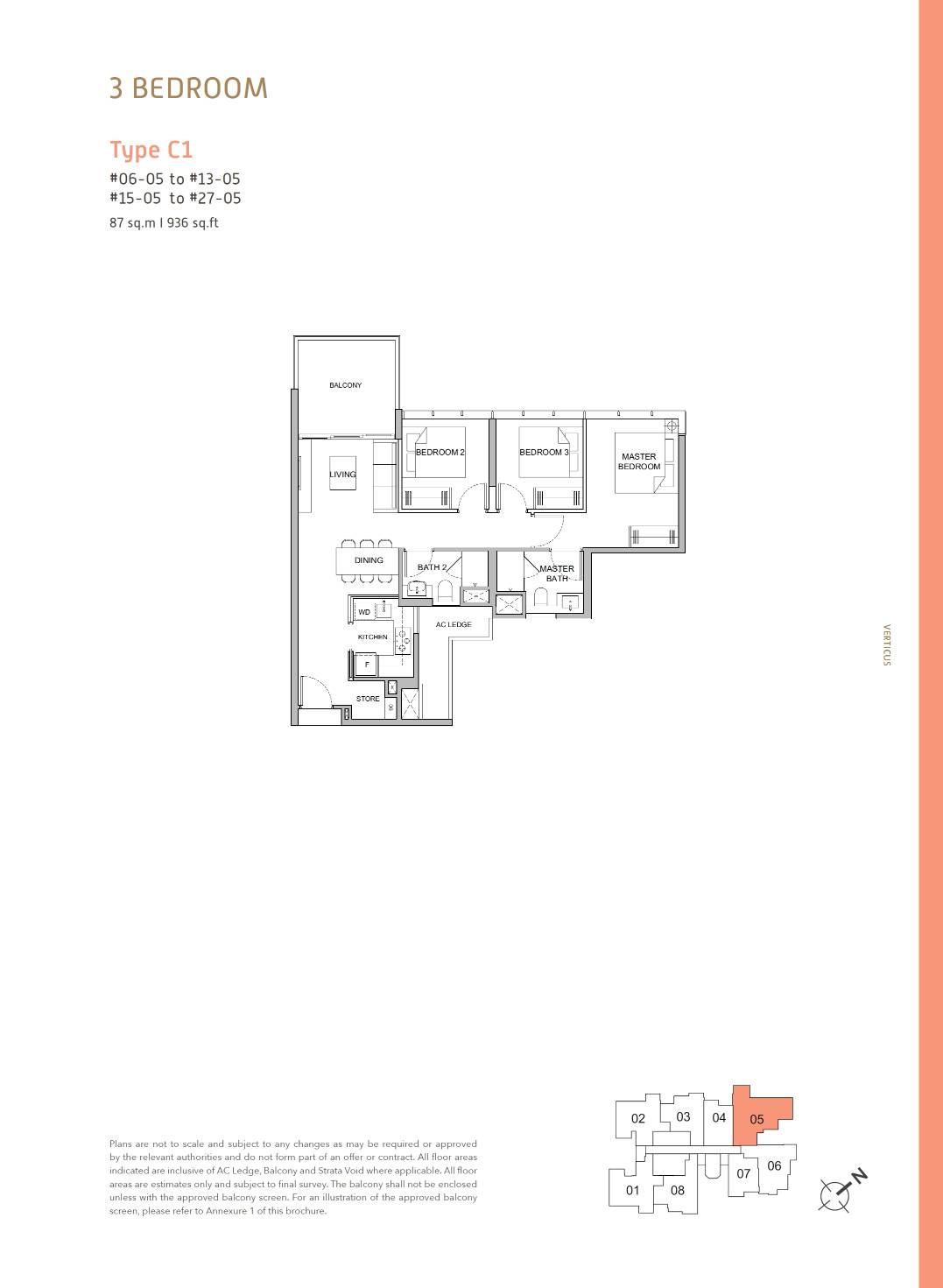 Verticus 1 Bedroom Floor Plan 3